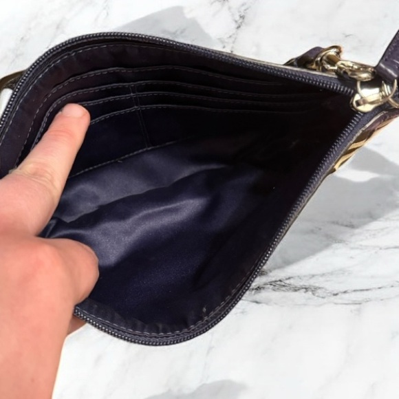 COACH Signature Canvas and Leather Wristlet with Navy Trim - Picture 6 of 8